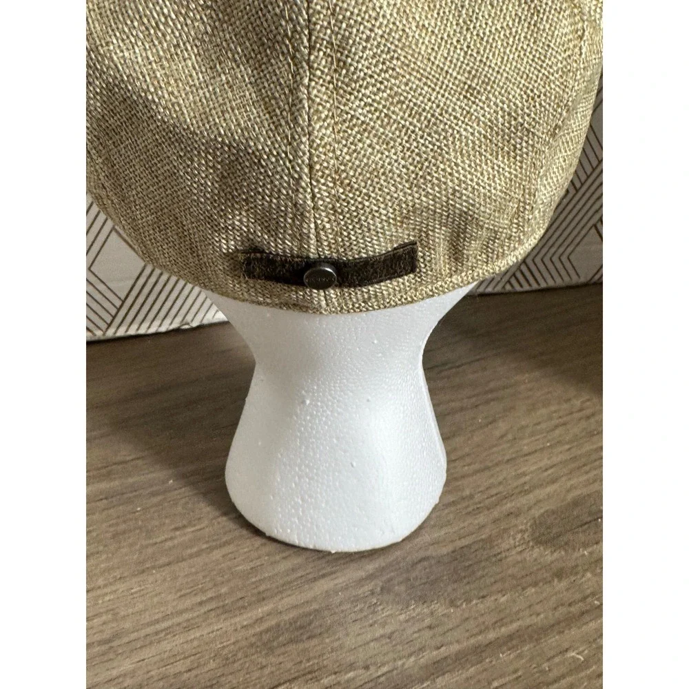 Stetson All American Tan Linen Flat Cap Ivy Driving Hat Mens Small Medium